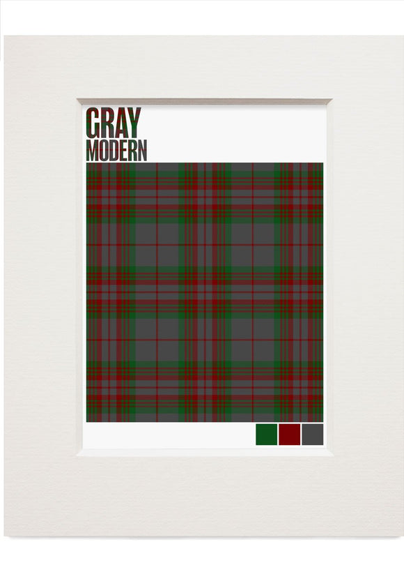 Gray Modern tartan – small mounted print