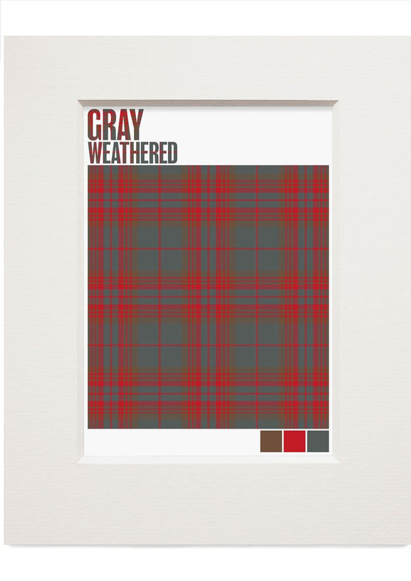Gray Weathered tartan – small mounted print