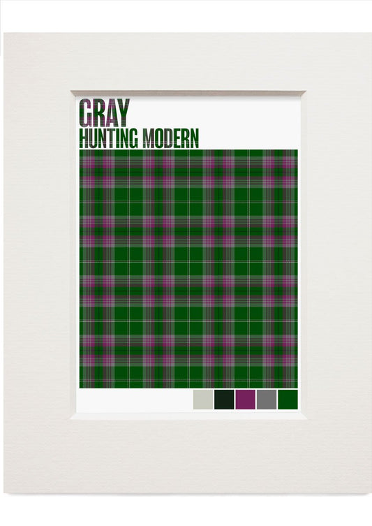Gray Hunting Modern tartan – small mounted print