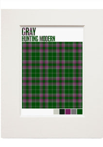 Gray Hunting Modern tartan – small mounted print