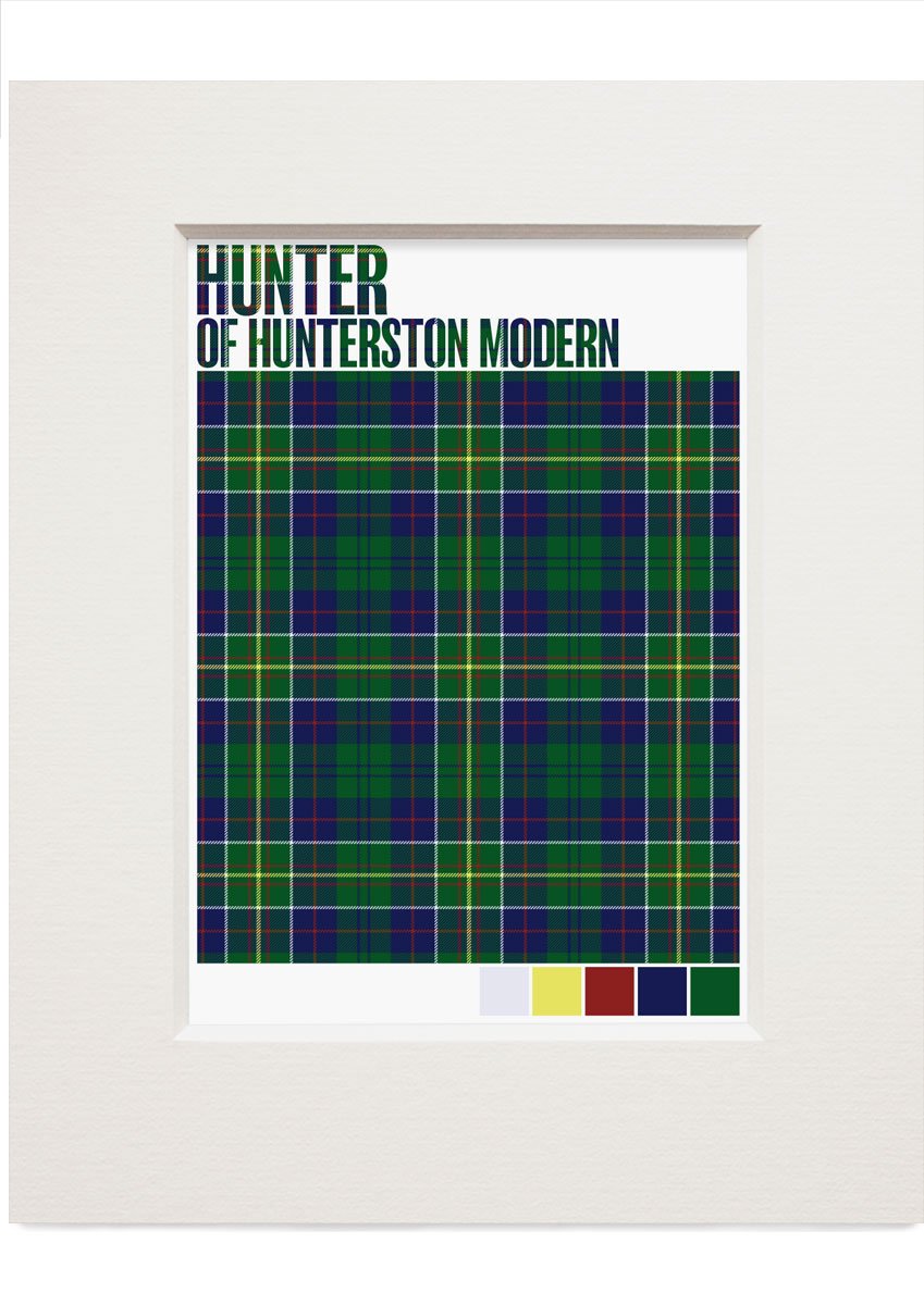 Hunter of Hunterston Modern tartan – small mounted print