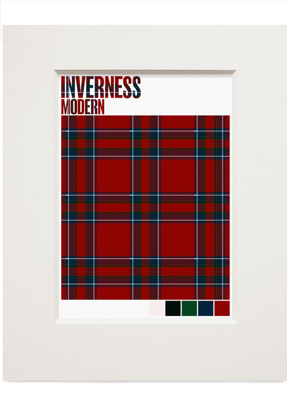 Inverness Modern tartan – small mounted print