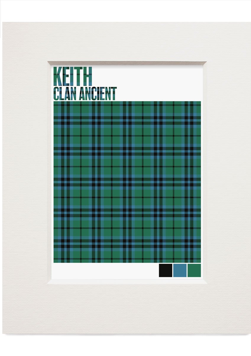 Keith Clan Ancient tartan – small mounted print