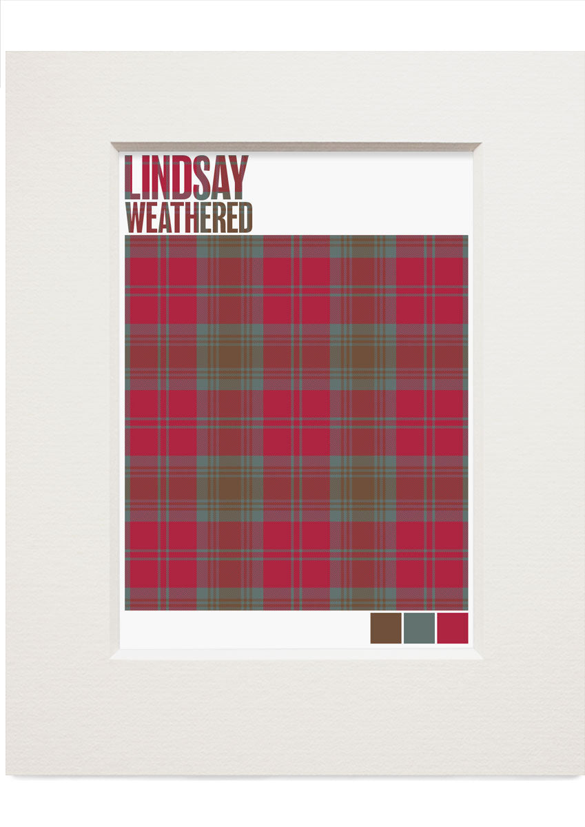 Lindsay Weathered tartan – small mounted print