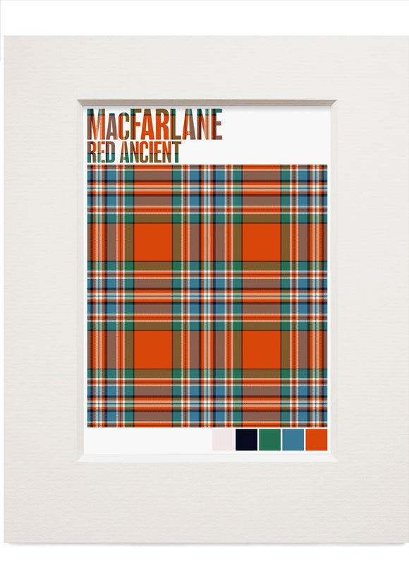 MacFarlane Red Ancient tartan – small mounted print