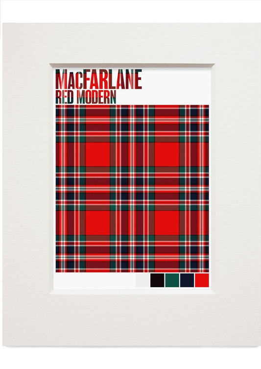 MacFarlane Red Modern tartan – small mounted print