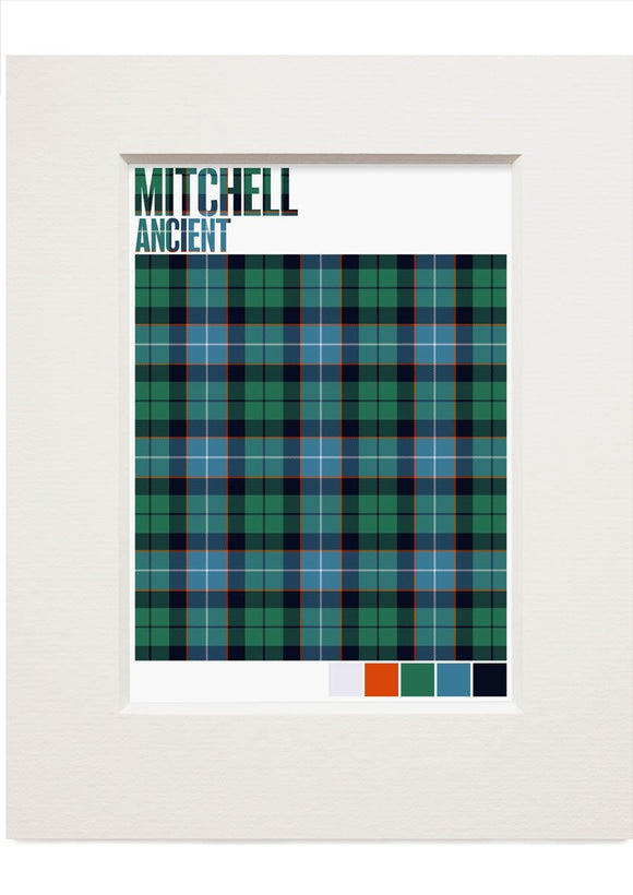 Mitchell Ancient tartan – small mounted print