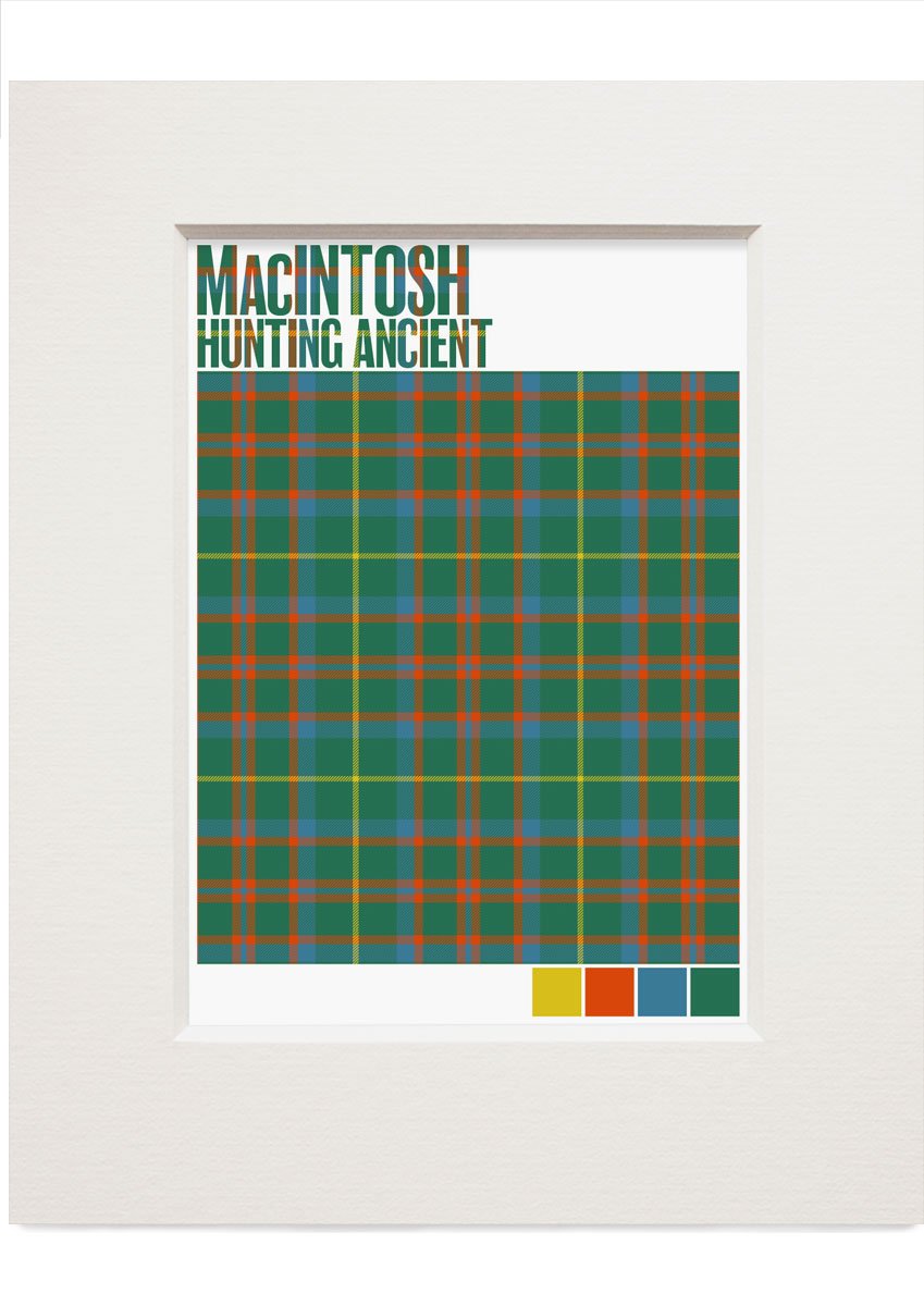 Mackintosh Hunting Ancient tartan – small mounted print