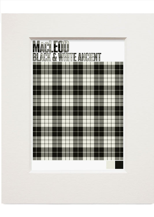MacLeod Black & White Ancient tartan – small mounted print