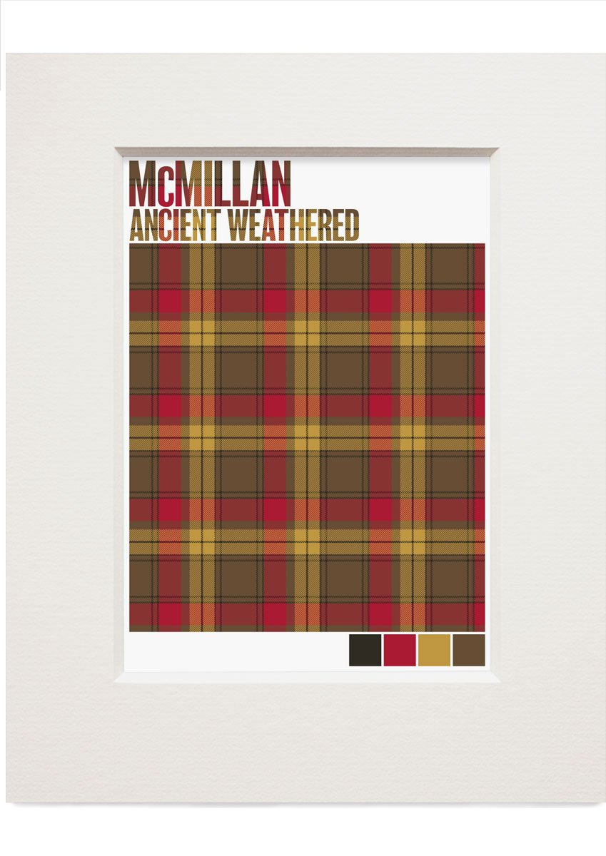 McMillan Ancient Weathered tartan – small mounted print