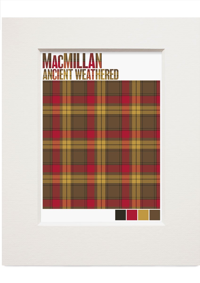 MacMillan Ancient Weathered tartan – small mounted print