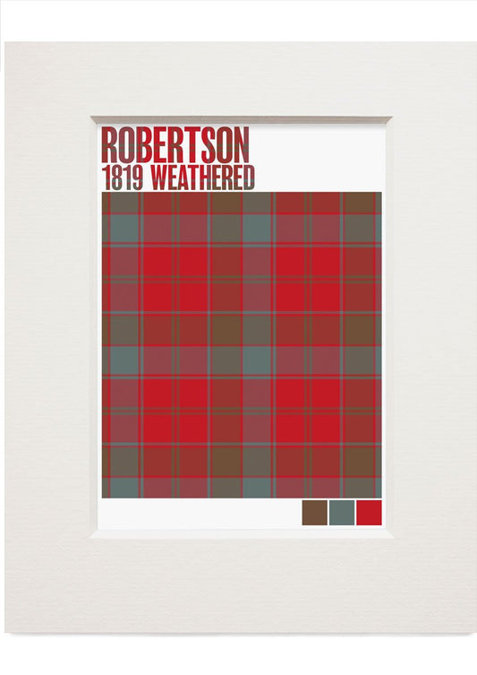 Robertson 1819 Weathered tartan – small mounted print