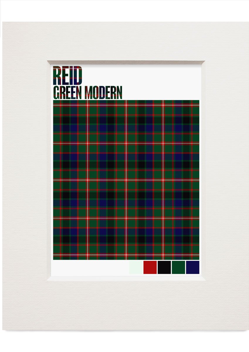 Reid Green Modern tartan – small mounted print