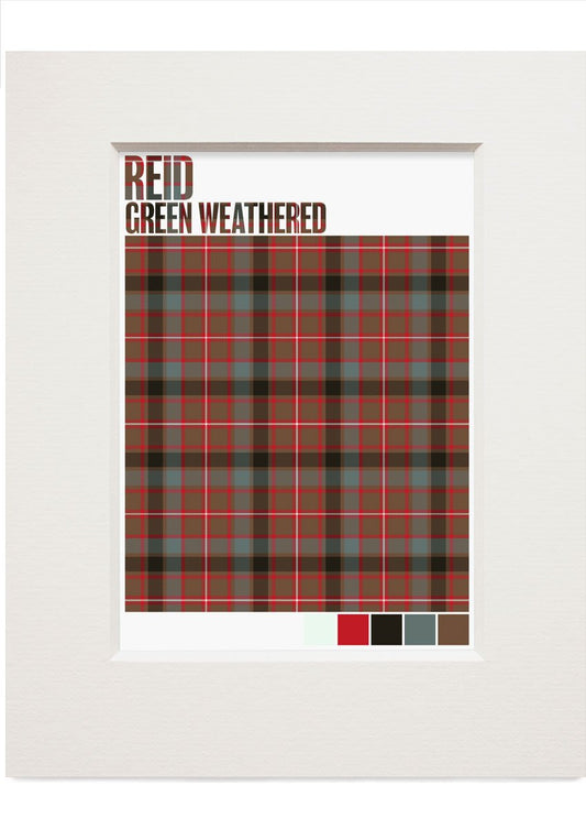 Reid Green Weathered tartan – small mounted print