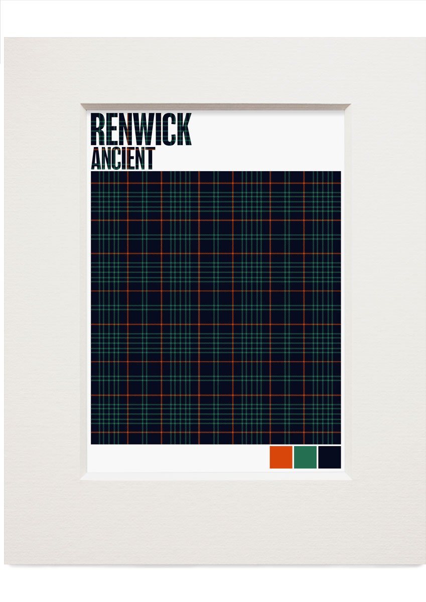 Renwick Ancient tartan – small mounted print