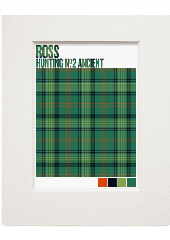 Ross Hunting #2 Ancient tartan – small mounted print