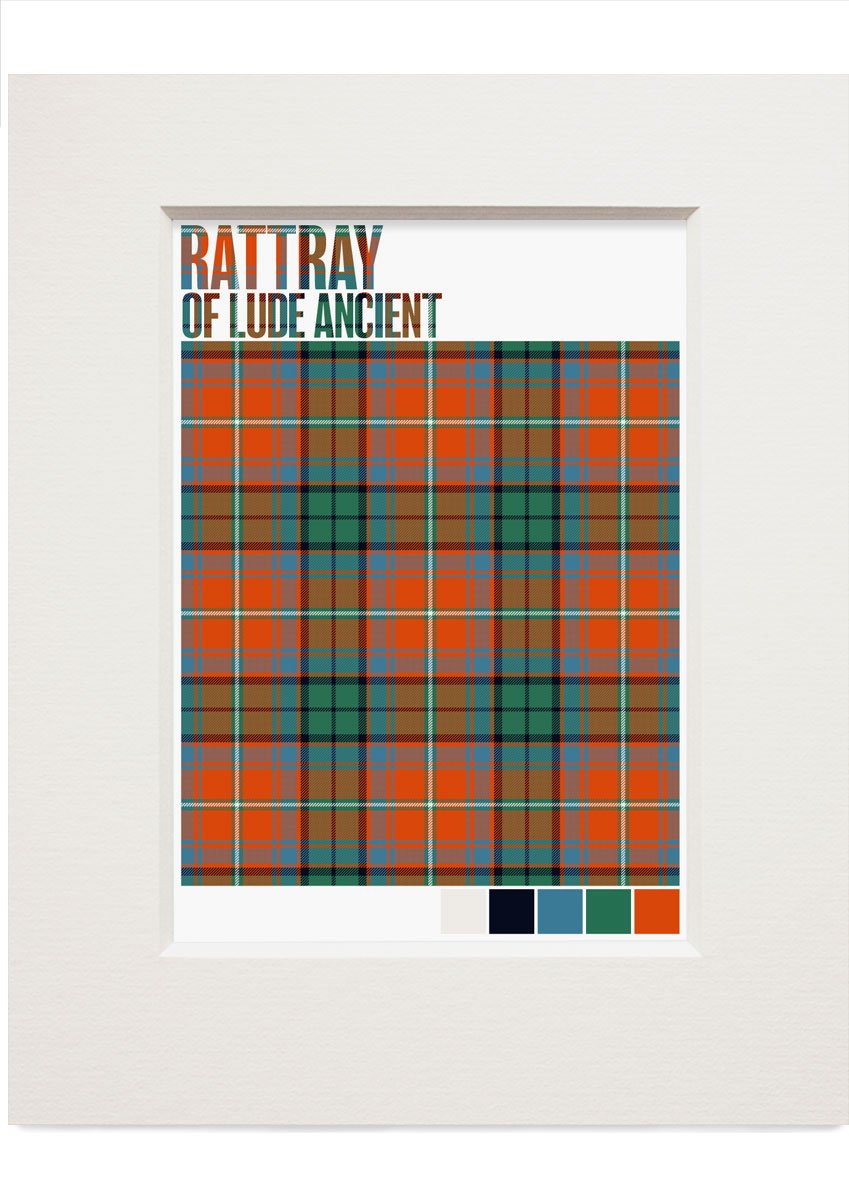 Rattray of Lude Ancient tartan – small mounted print
