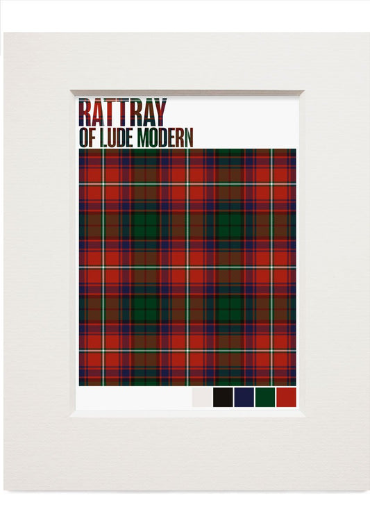 Rattray of Lude Modern tartan – small mounted print