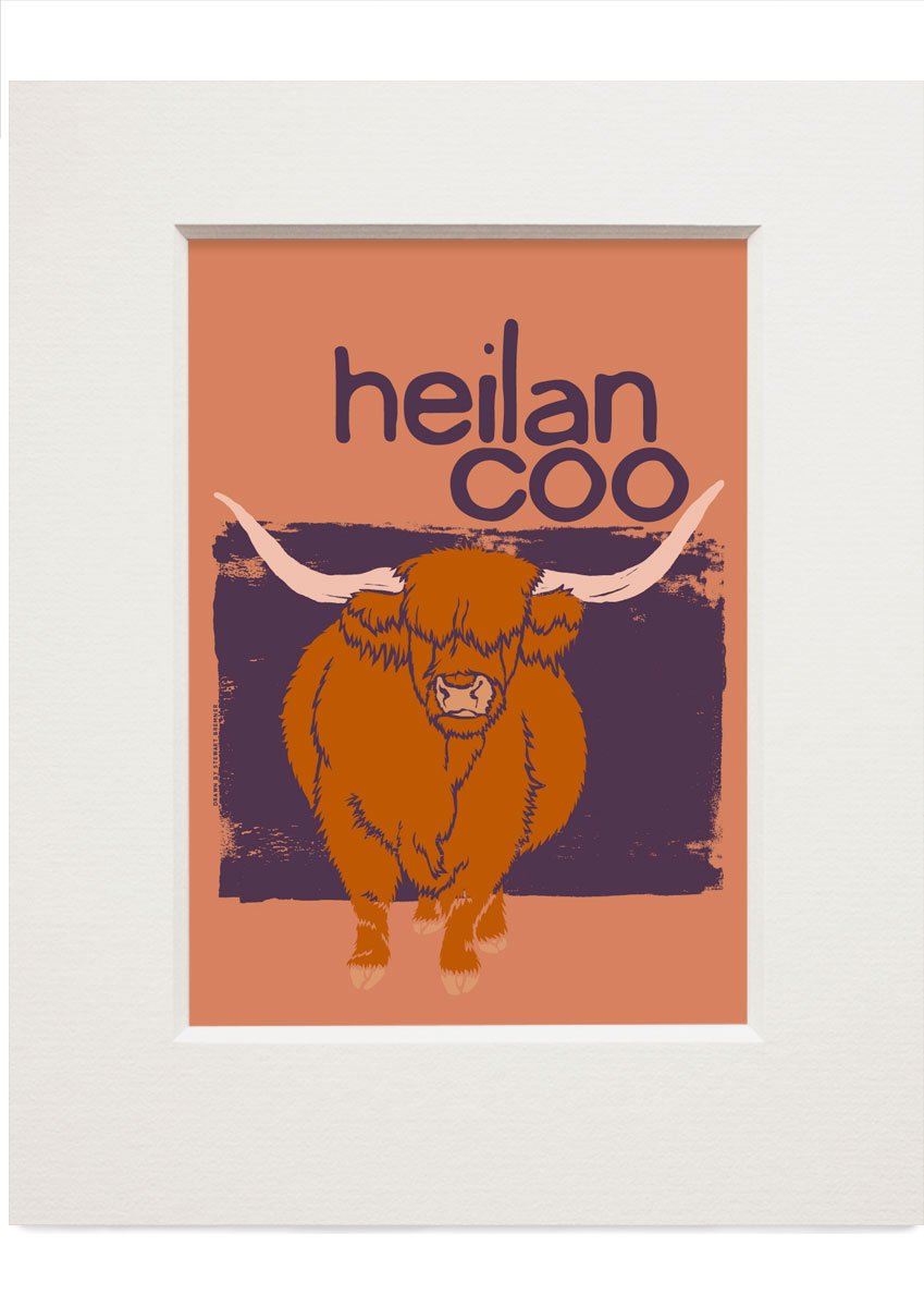 Heilan coo – small mounted print - Indy Prints by Stewart Bremner