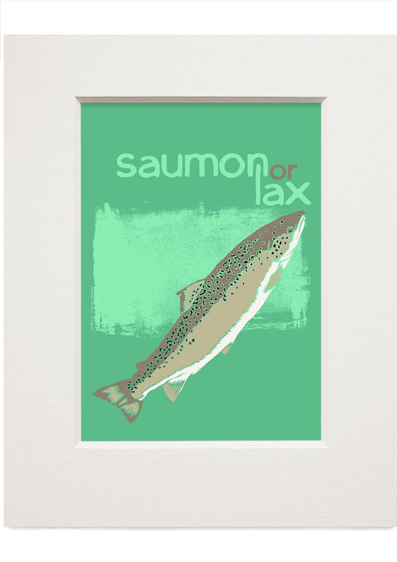Saumon or lax – small mounted print - Indy Prints by Stewart Bremner