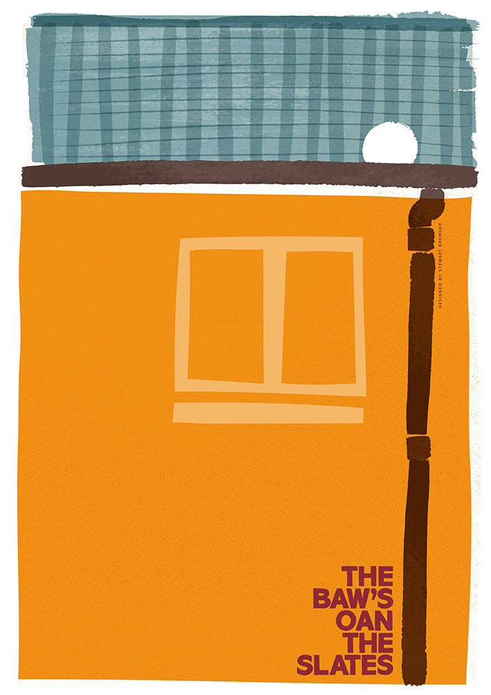 The baw's oan the slates – poster - orange - Indy Prints by Stewart Bremner