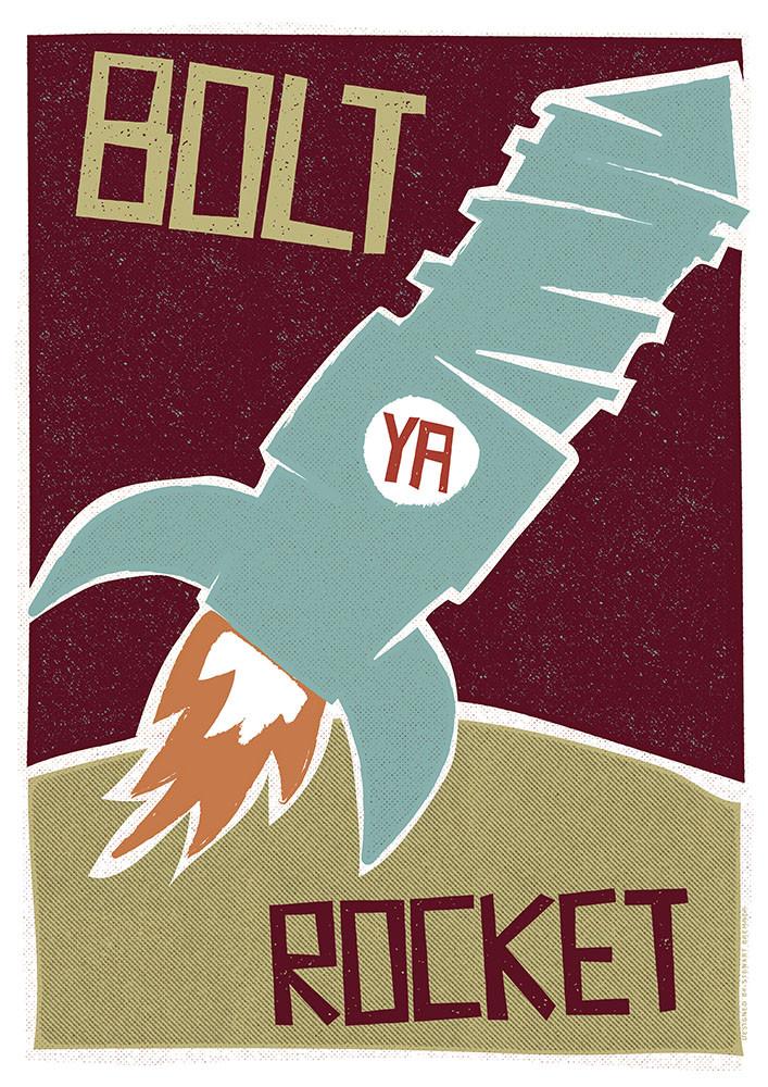 Bolt ya rocket – giclée print - green - Indy Prints by Stewart Bremner