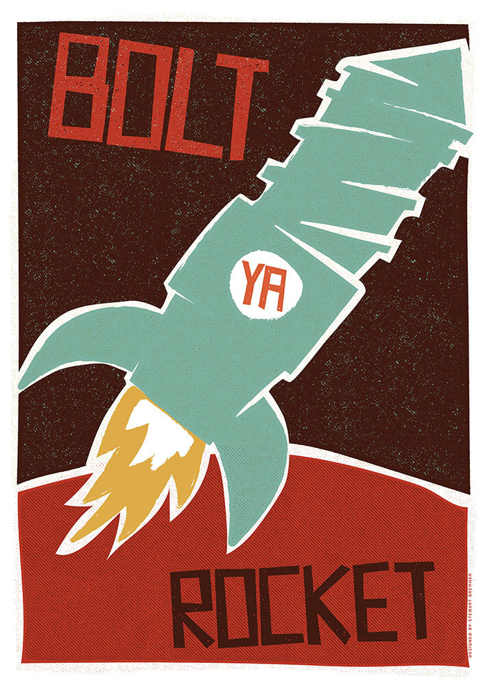 Bolt ya rocket – poster - red - Indy Prints by Stewart Bremner