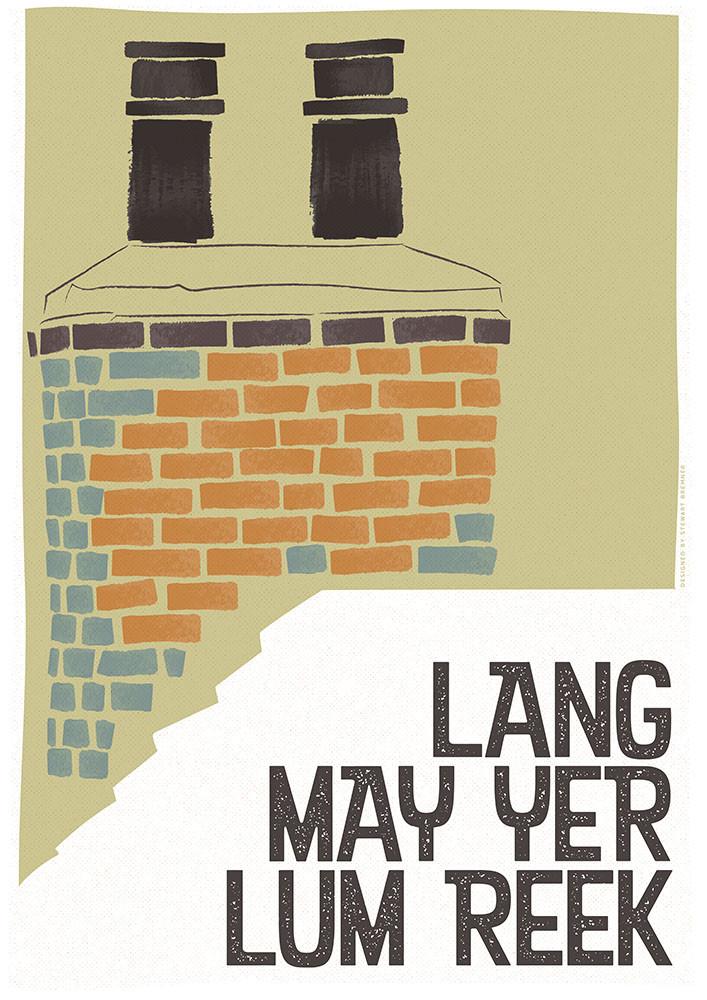 Lang may yer lum reek – roof – giclée print - green - Indy Prints by Stewart Bremner