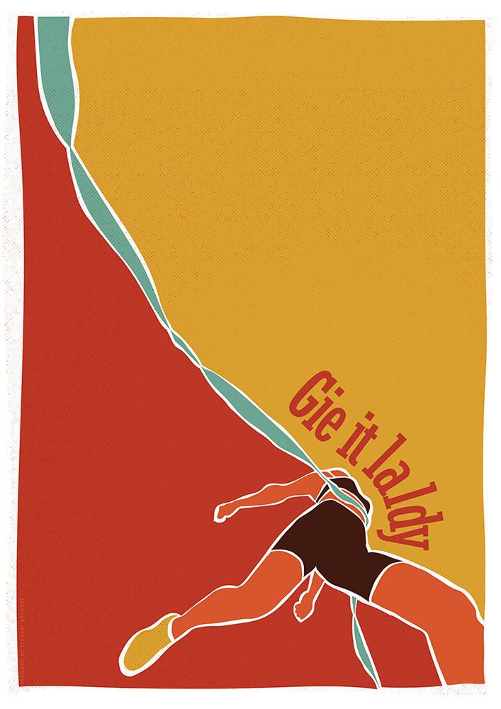 Gie it laldy – runner – giclée print - red - Indy Prints by Stewart Bremner