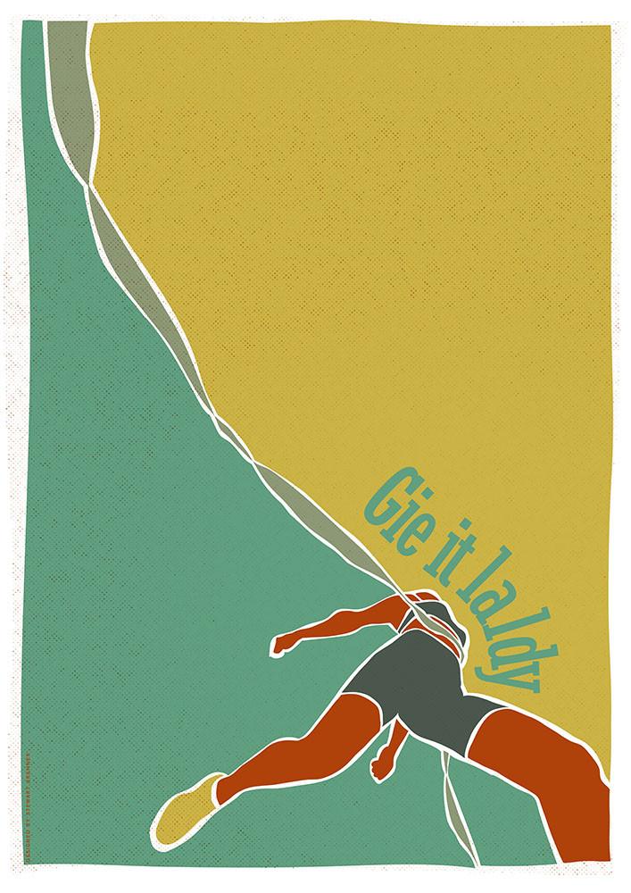 Gie it laldy – runner – giclée print - turquoise - Indy Prints by Stewart Bremner