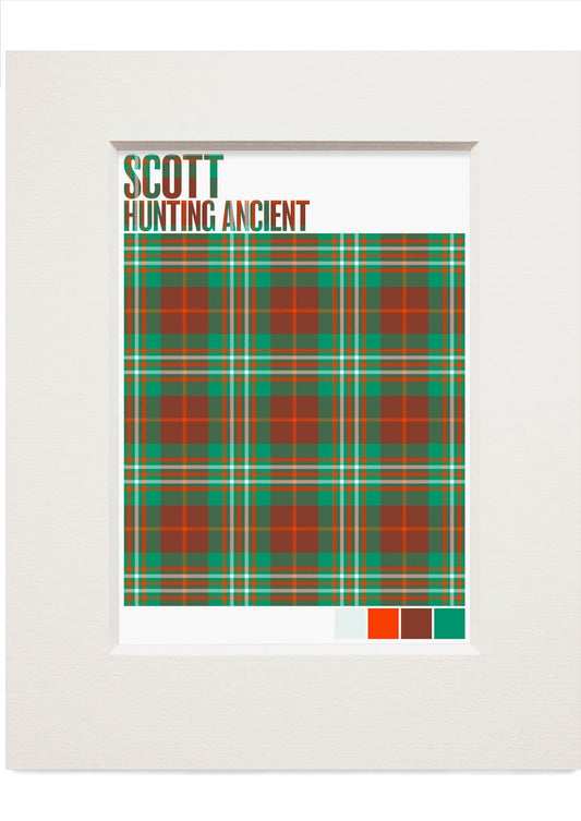 Scott Hunting Ancient tartan – small mounted print