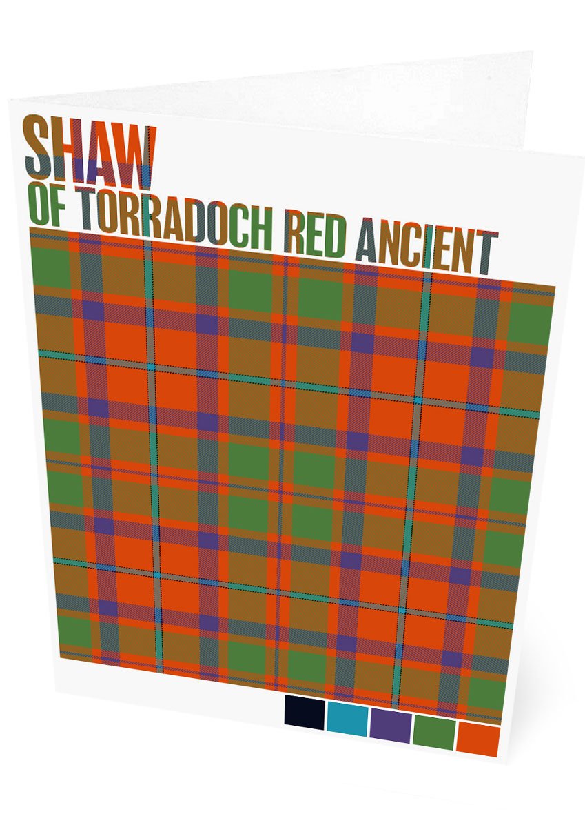 Shaw of Torradoch Red Ancient tartan – set of two cards