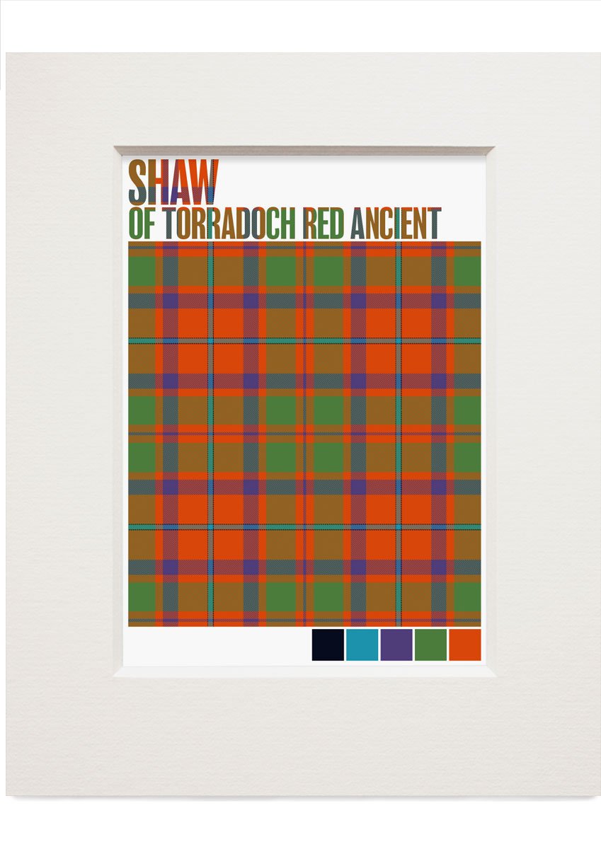 Shaw of Torradoch Red Ancient tartan – small mounted print