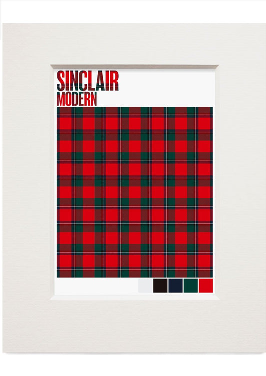Sinclair Modern tartan – small mounted print