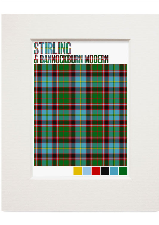 Stirling and Bannockburn Modern tartan – small mounted print