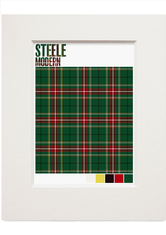 Steele Modern tartan – small mounted print