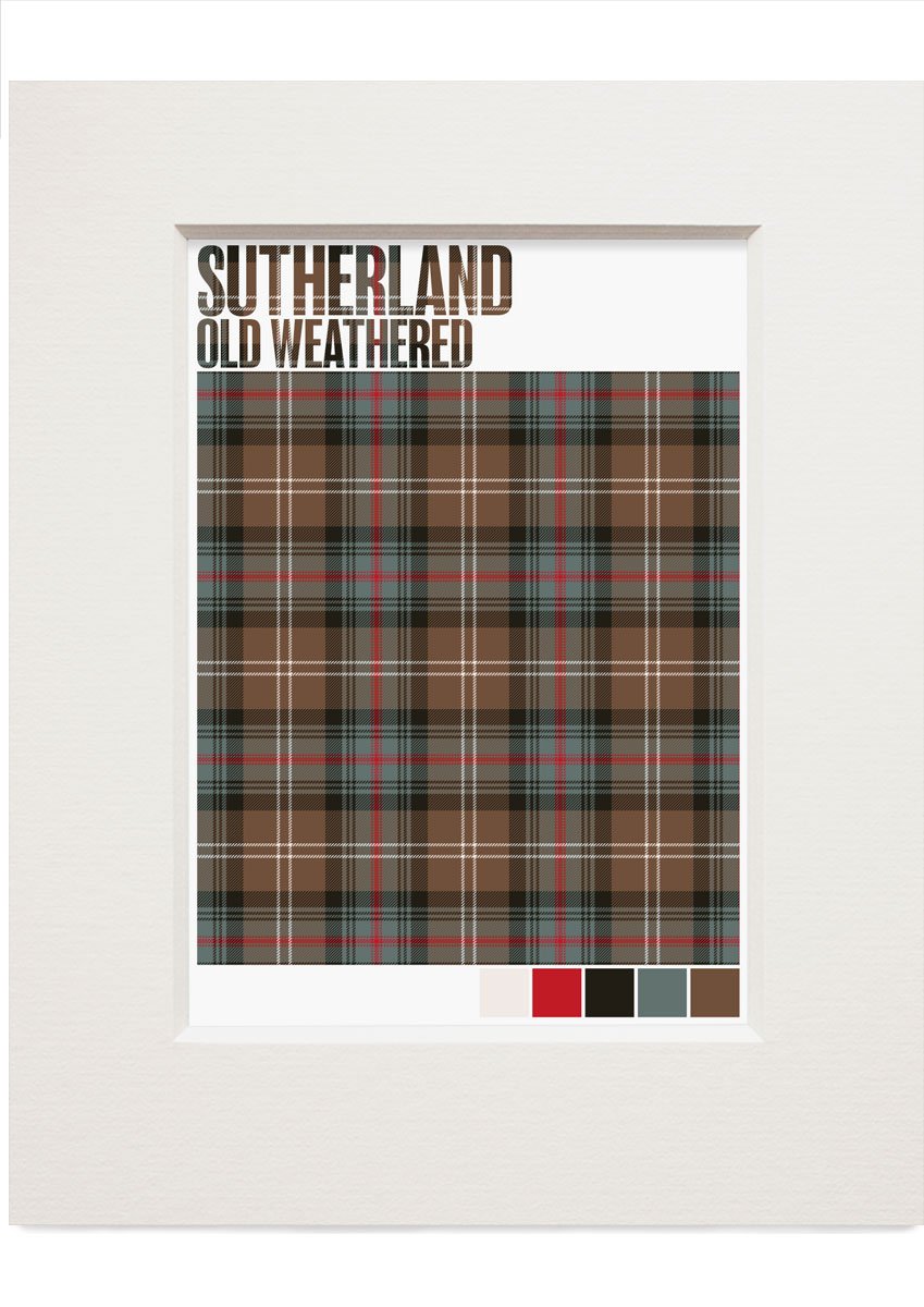Sutherland Old Weathered tartan – small mounted print