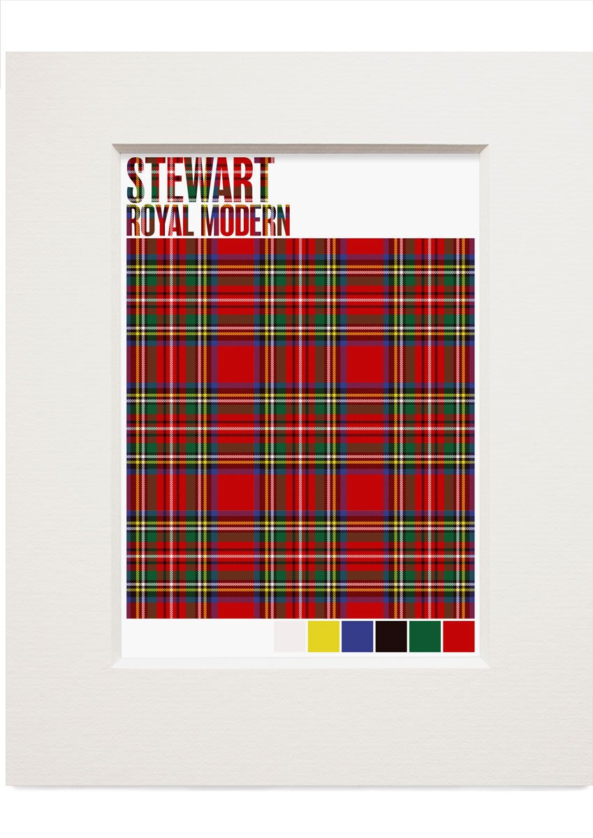 Stewart Royal Modern tartan – small mounted print
