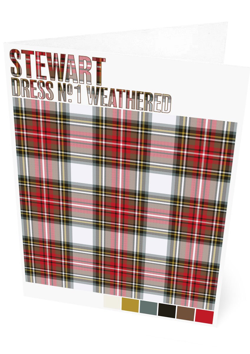 Stewart Dress #1 Weathered tartan – set of two cards