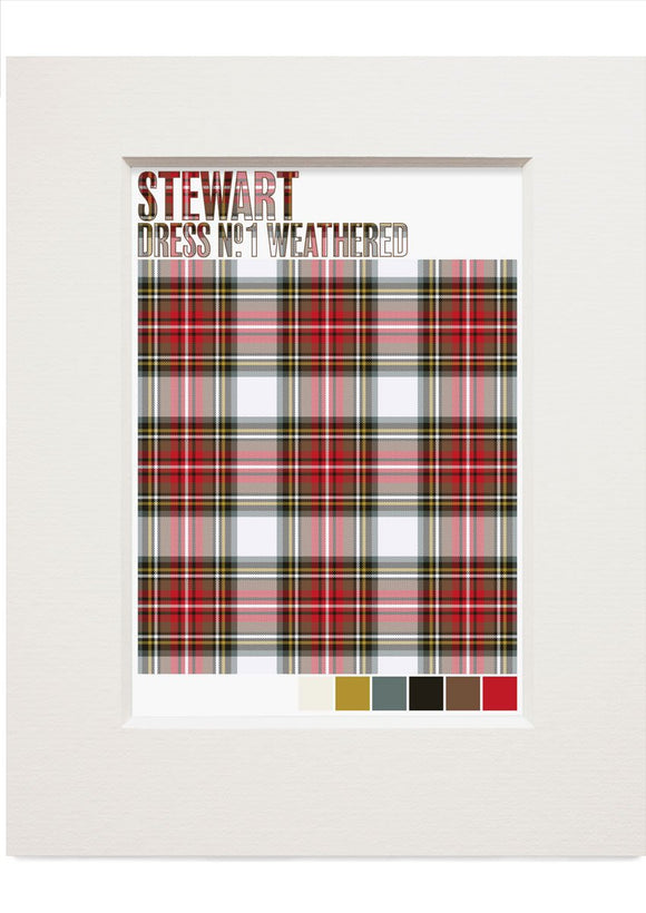 Stewart Dress #1 Weathered tartan – small mounted print
