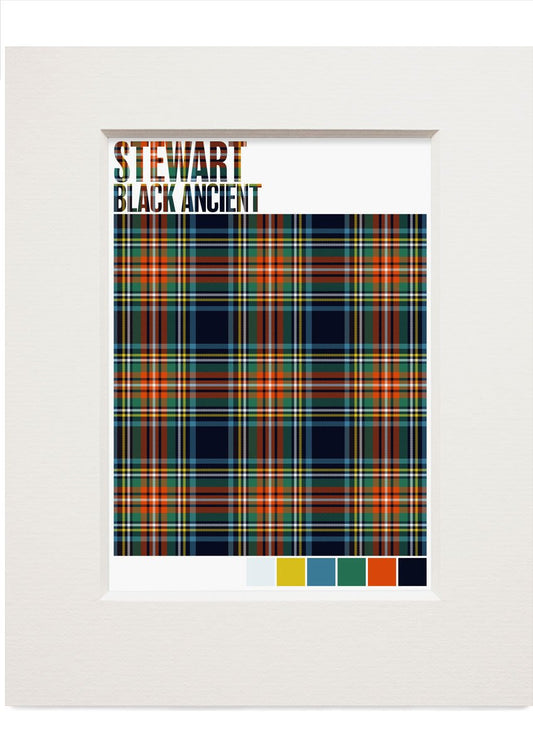 Stewart Black Ancient tartan – small mounted print
