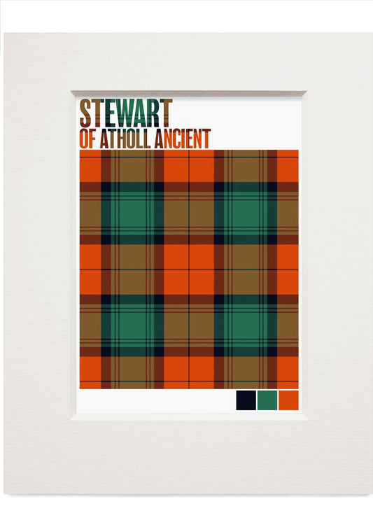 Stewart of Atholl Ancient tartan – small mounted print