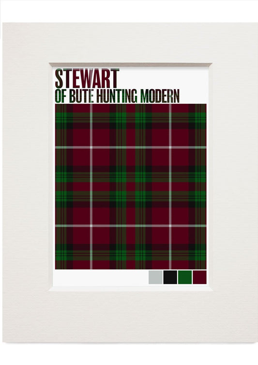 Stewart of Bute Hunting Modern tartan – small mounted print