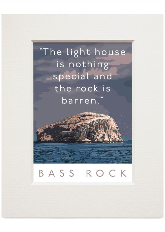 The Bass Rock is barren – small mounted print