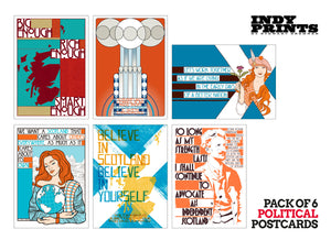 Pack of 6 political postcards – set A - Indy Prints by Stewart Bremner